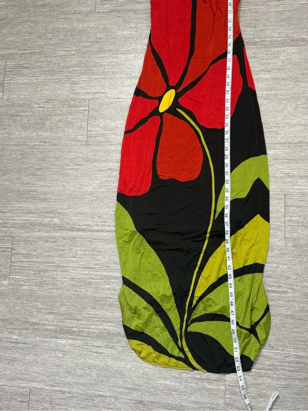 Cala de la Cruz Oversized Floral Maxi Dress Red Black Tropical Resort Bodycon - Picture 4 of 7